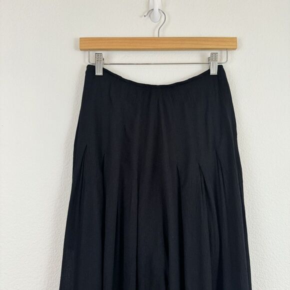 Free People Pants 2 Santoshi Black Wide Leg Embroidered Boho Hippie Gauzy Crinkl - Picture 5 of 15